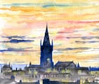 Glasgow University - sunset by David Tyrrell