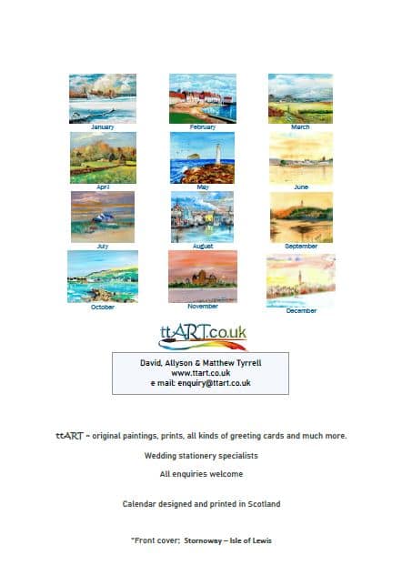 Experience Scotland through Art – 2027 Calendar by a Glasgow Artist - Image 2